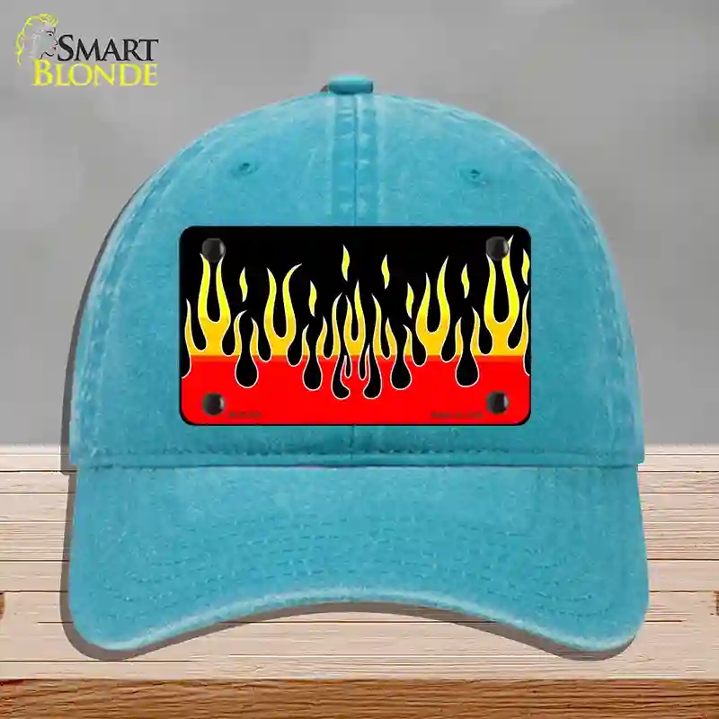 HAT10-MLP-021 4 x 2.2 in. Flames Novelty License Plate Hat, Lake Blue - Unconstructed Cotton