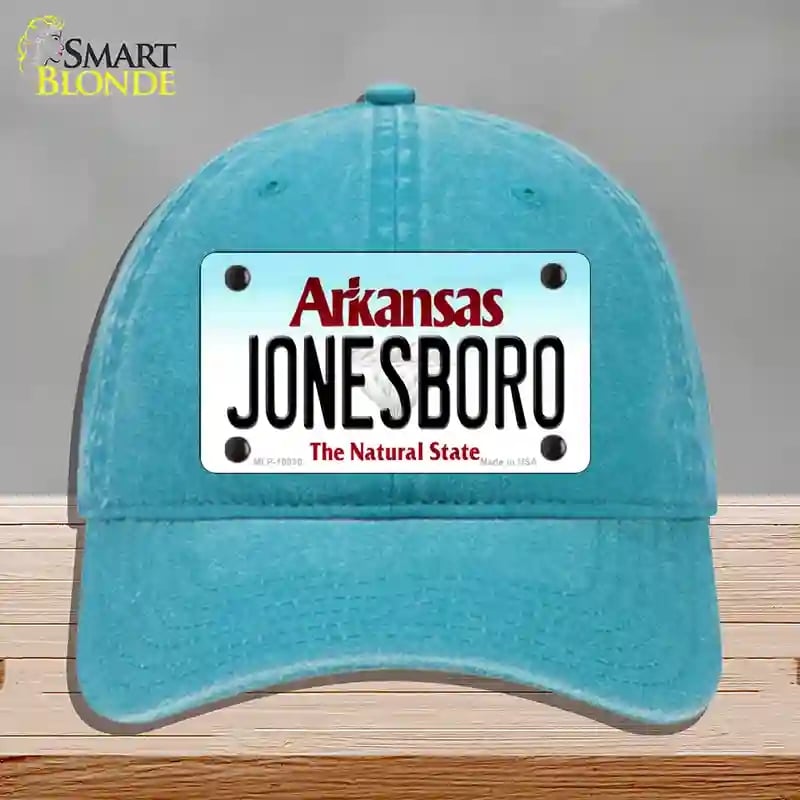 HAT10-MLP-10030 4 x 2.2 in. Jonesboro Arkansas Novelty License Plate Hat, Lake Blue - Unconstructed Cotton -  Smart Blonde