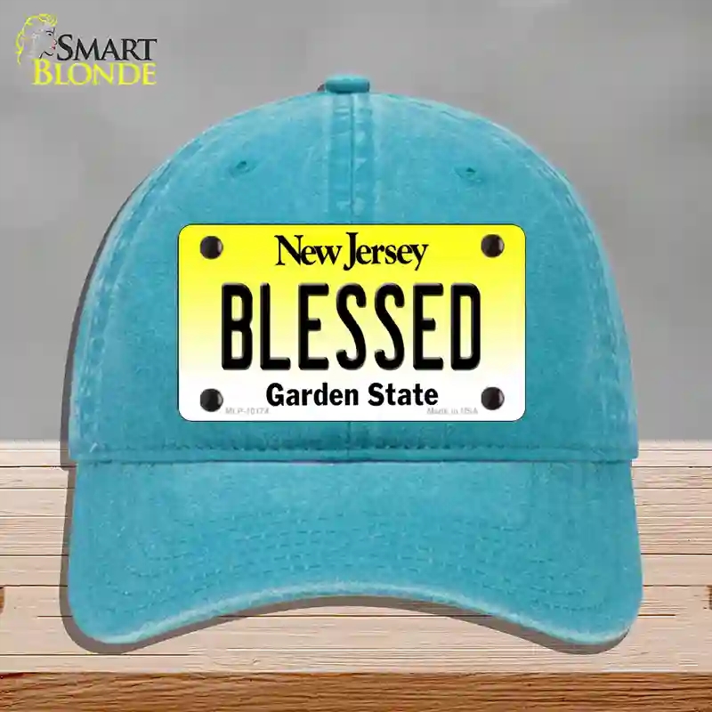 HAT10-MLP-10174 4 x 2.2 in. Blessed Jersey Novelty License Plate Hat, Lake Blue - Unconstructed Cotton