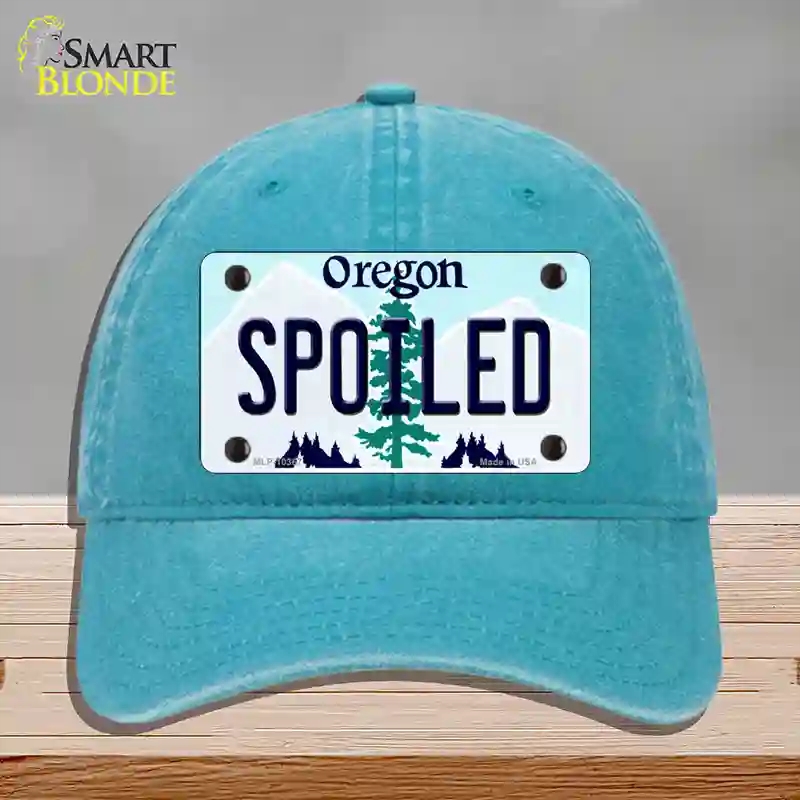 HAT10-MLP-10367 4 x 2.2 in. Spoiled Oregon Novelty License Plate Hat, Lake Blue - Unconstructed Cotton