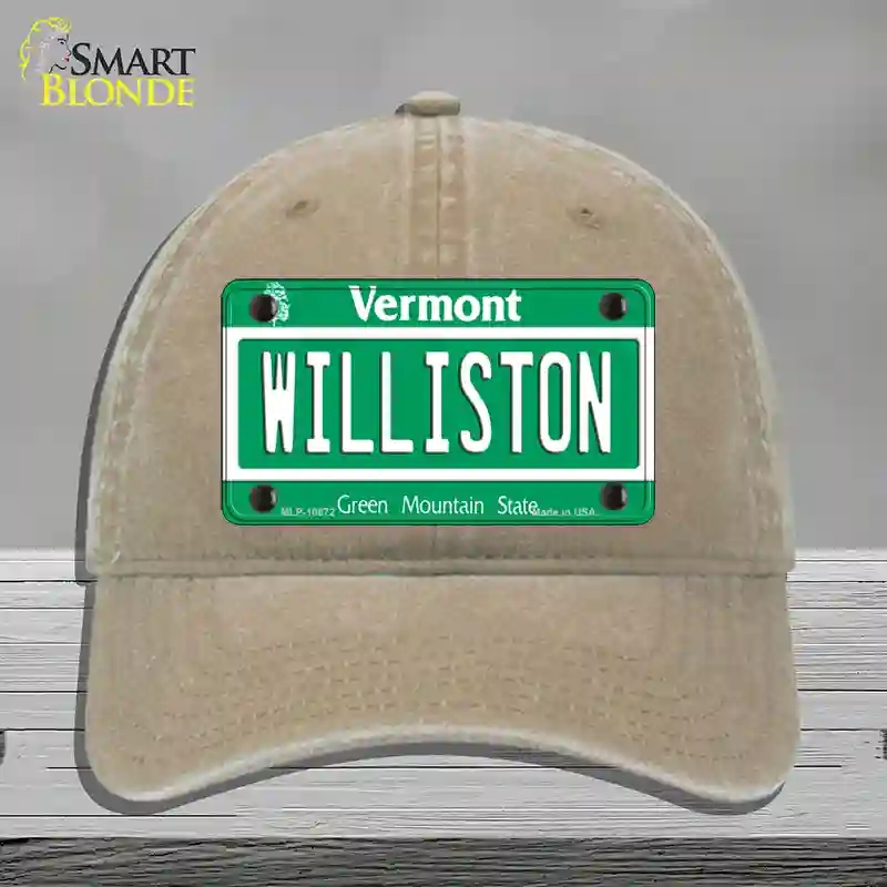 HAT09-MLP-10672 4 x 2.2 in. Williston Vermont Novelty License Plate Hat, Khaki - Unconstructed Cotton