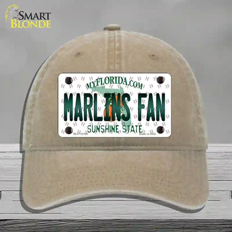 HAT09-MLP-10799 4 x 2.2 in. Marlins Fan Florida Novelty License Plate Hat, Khaki - Unconstructed Cotton