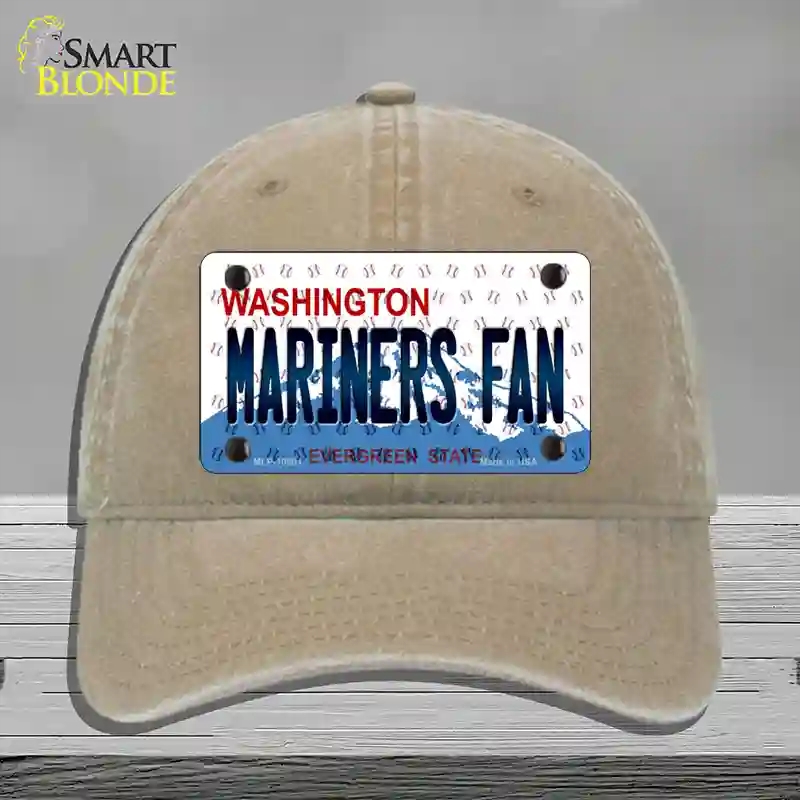 HAT09-MLP-10801 4 x 2.2 in. Mariners Fan Washington Novelty License Plate Hat, Khaki - Unconstructed Cotton