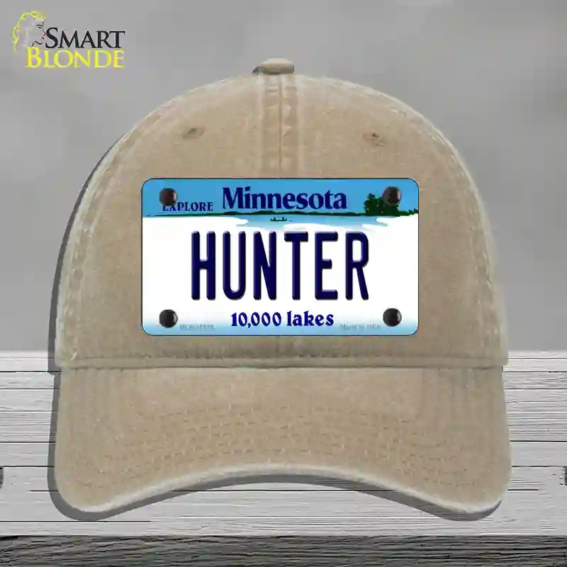 HAT09-MLP-11076 4 x 2.2 in. Hunter Minnesota State Novelty License Plate Hat, Khaki - Unconstructed Cotton
