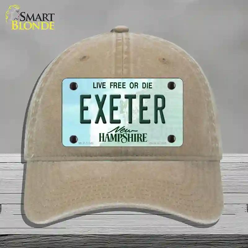 HAT09-MLP-11143 4 x 2.2 in. Exeter Hampshire State Novelty License Plate Hat, Khaki - Unconstructed Cotton