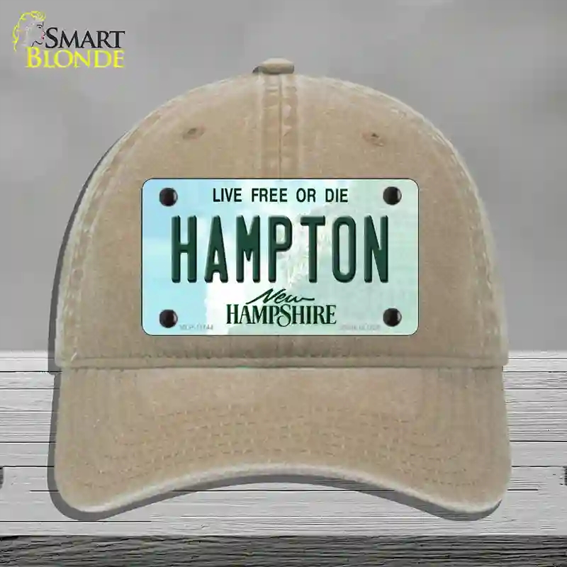 HAT09-MLP-11144 4 x 2.2 in. Hampton Hampshire State Novelty License Plate Hat, Khaki - Unconstructed Cotton