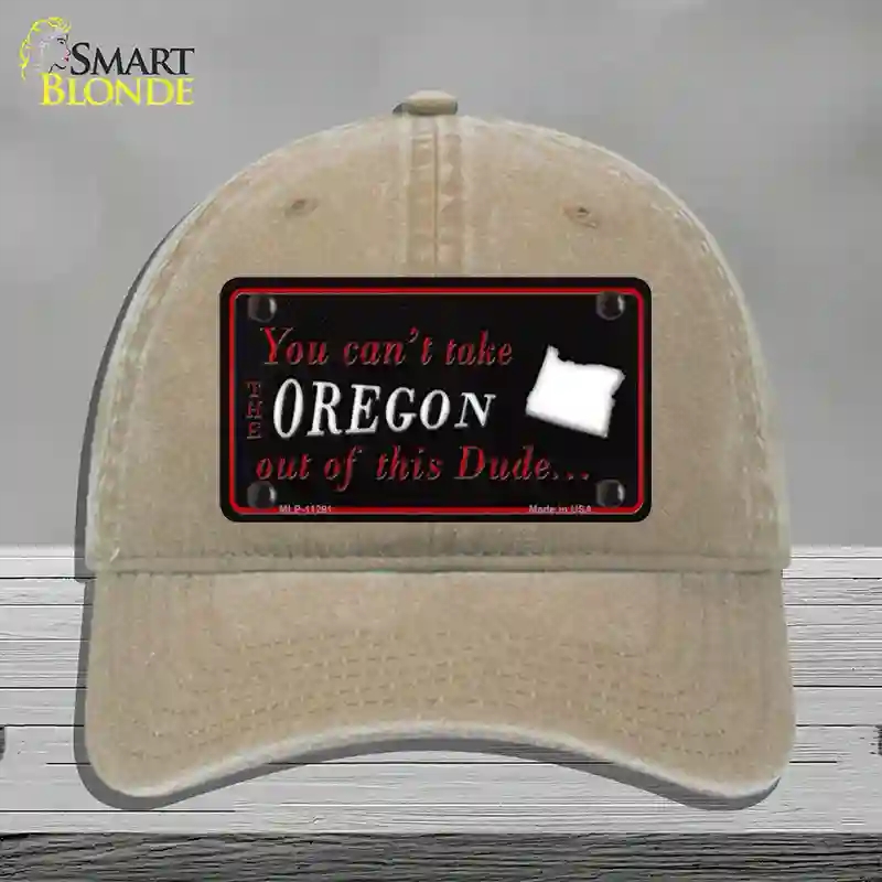 HAT09-MLP-11291 4 x 2.2 in. Oregon Dude Novelty License Plate Hat, Khaki - Unconstructed Cotton