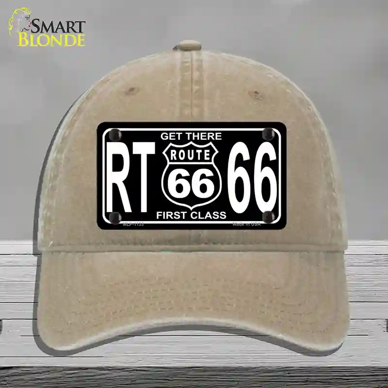 HAT09-MLP-1133 4 x 2.2 in. Get There 1st Class Novelty License Plate Hat, Khaki - Unconstructed Cotton