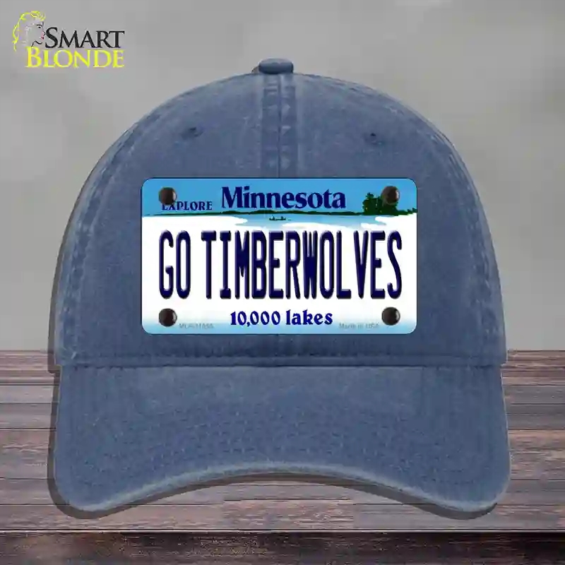 HAT11-MLP-11055 4 x 2.2 in. Go Timberwolves Minnesota State Novelty License Plate Hat, Navy - Unconstructed Cotton