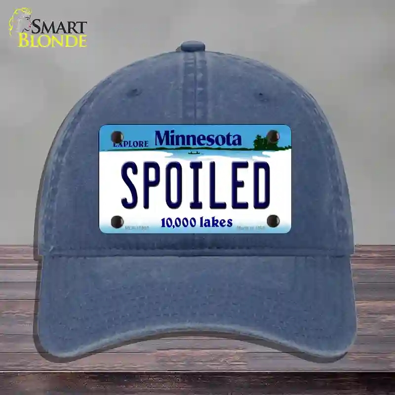 HAT11-MLP-11063 4 x 2.2 in. Spoiled Minnesota State Novelty License Plate Hat, Navy - Unconstructed Cotton