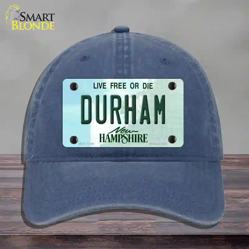 HAT11-MLP-11145 4 x 2.2 in. Durham Hampshire State Novelty License Plate Hat, Navy - Unconstructed Cotton