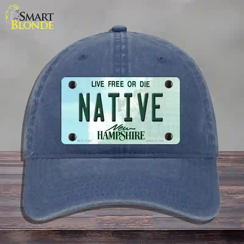 HAT11-MLP-11167 4 x 2.2 in. Native Hampshire State Novelty License Plate Hat, Navy - Unconstructed Cotton