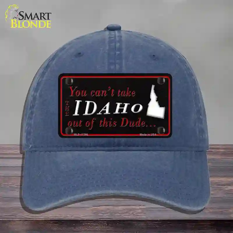 HAT11-MLP-11266 4 x 2.2 in. Idaho Dude Novelty License Plate Hat, Navy - Unconstructed Cotton