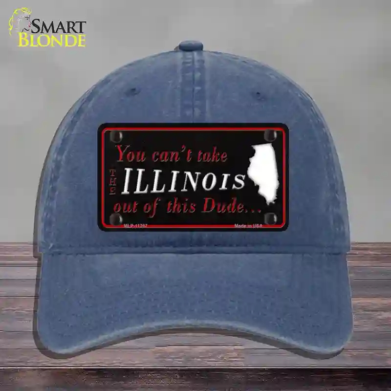 HAT11-MLP-11267 4 x 2.2 in. Illinois Dude Novelty License Plate Hat, Navy - Unconstructed Cotton