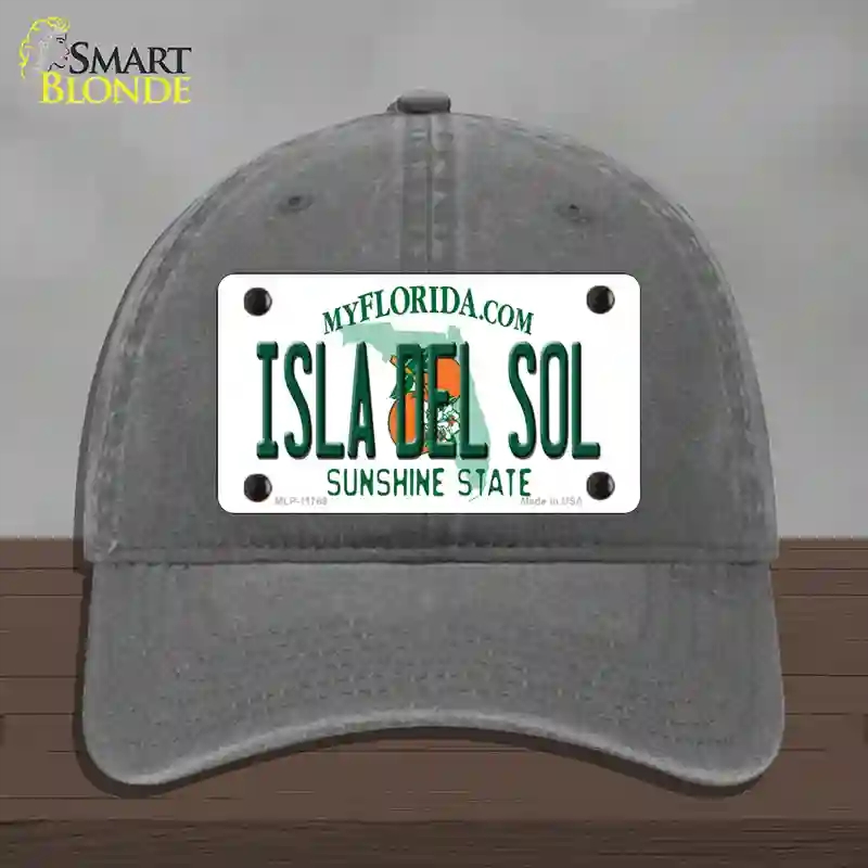 HAT08-MLP-11769 4 x 2.2 in. Isla Del Sol Florida Novelty License Plate Hat, Charcoal - Unconstructed Cotton