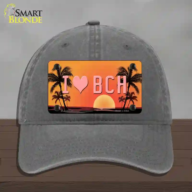 HAT08-MLP-11774 4 x 2.2 in. I Love Beach Novelty License Plate Hat, Charcoal - Unconstructed Cotton