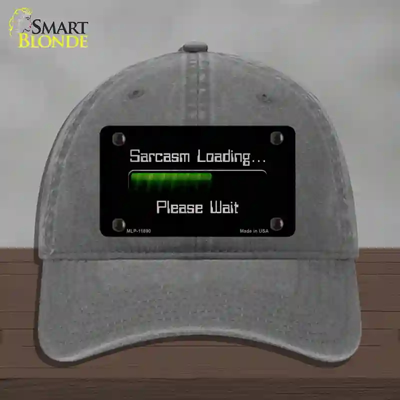 HAT08-MLP-11890 4 x 2.2 in. Sarcasm Loading Novelty License Plate Hat, Charcoal - Unconstructed Cotton