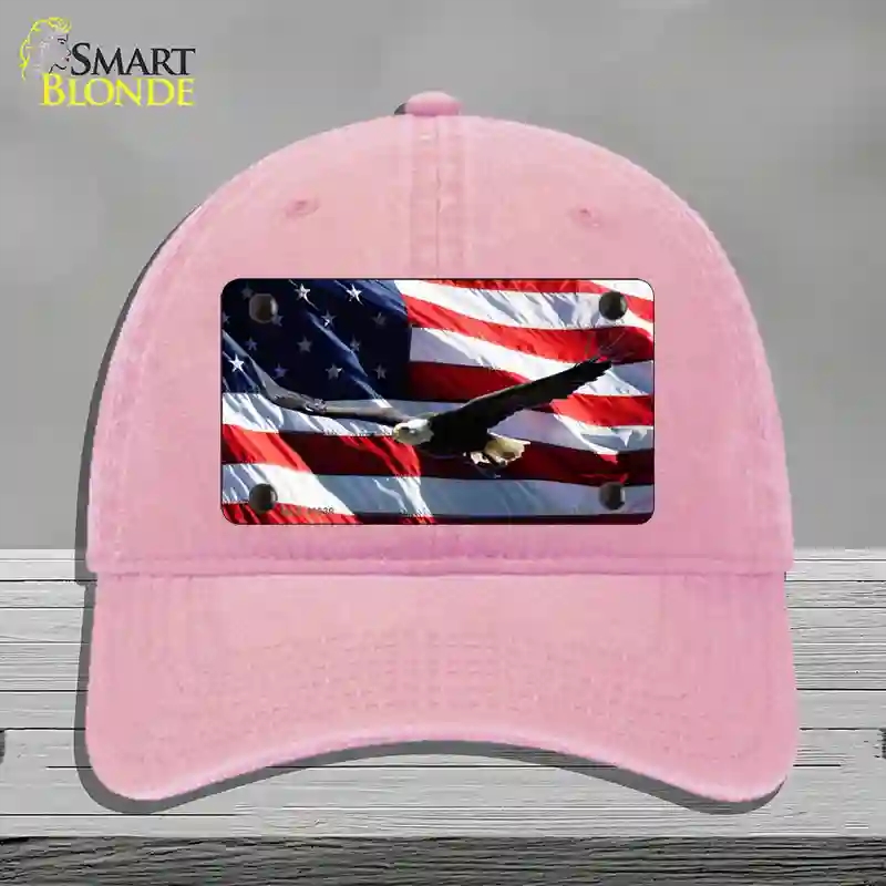 HAT12-MLP-11939 4 x 2.2 in. Soaring Eagle Flag Novelty License Plate Hat, Pink - Unconstructed Cotton