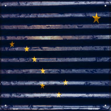 SQ-427 12 x 12 in. Alaska Flag Corrugated Effect Novelty Square Sign