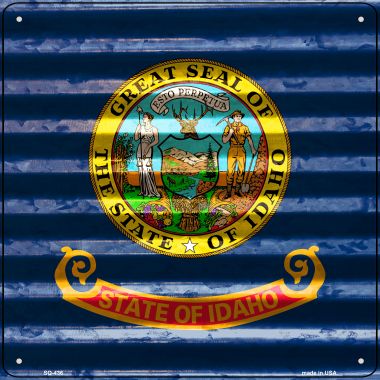 SQ-436 12 x 12 in. Idaho Flag Corrugated Effect Novelty Square Sign