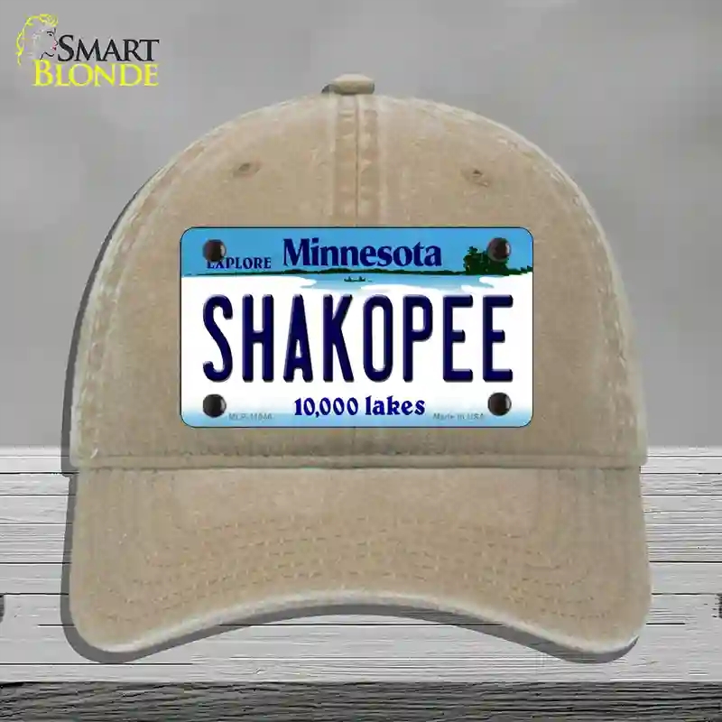 HAT09-MLP-11046 4 x 2.2 in. Shakopee Minnesota State Novelty License Plate Hat, Khaki - Unconstructed Cotton