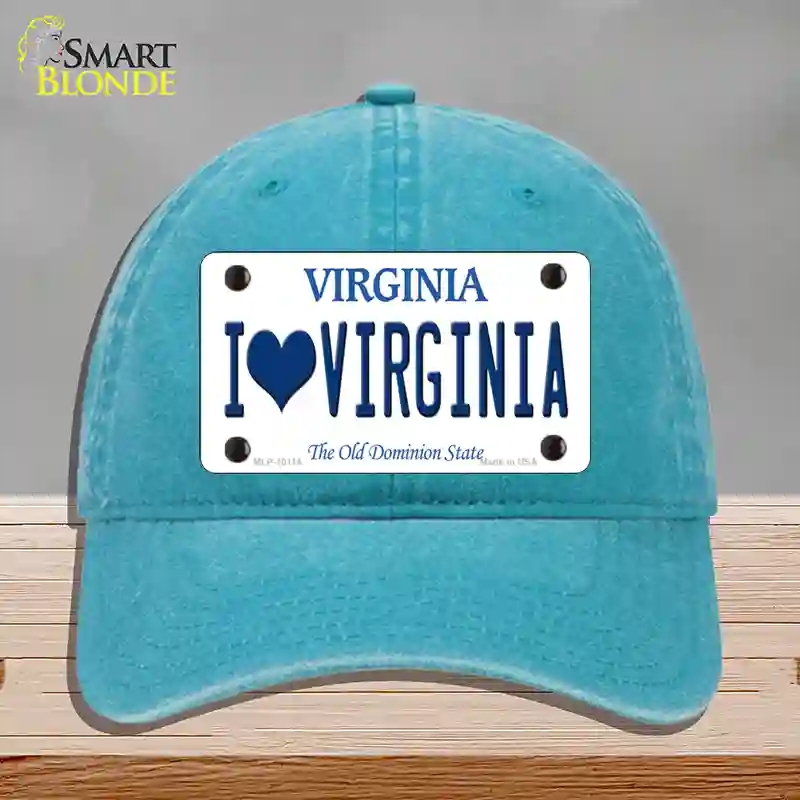 HAT10-MLP-10114 4 x 2.2 in. I Love Virginia Novelty License Plate Hat, Lake Blue - Unconstructed Cotton