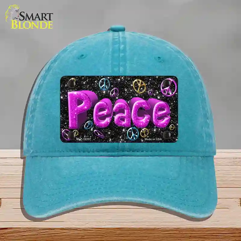HAT10-MLP-10337 4 x 2.2 in. Peace Novelty License Plate Hat, Lake Blue - Unconstructed Cotton