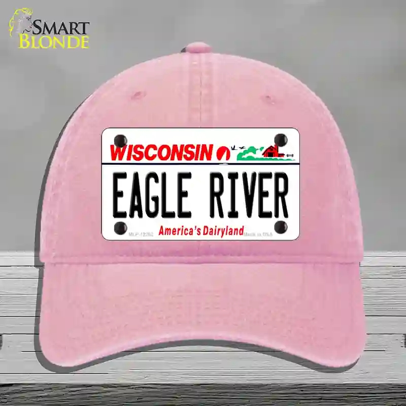 HAT12-MLP-12282 4 x 2.2 in. Wisconsin Eagle River Novelty License Plate Hat, Pink - Unconstructed Cotton