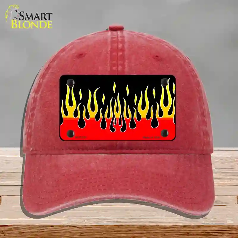 HAT13-MLP-021 4 x 2.2 in. Flames Novelty License Plate Hat, Red - Unconstructed Cotton