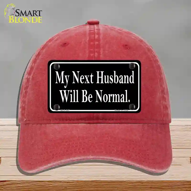 HAT13-MLP-047 4 x 2.2 in. My Next Husband Novelty License Plate Hat, Red - Unconstructed Cotton