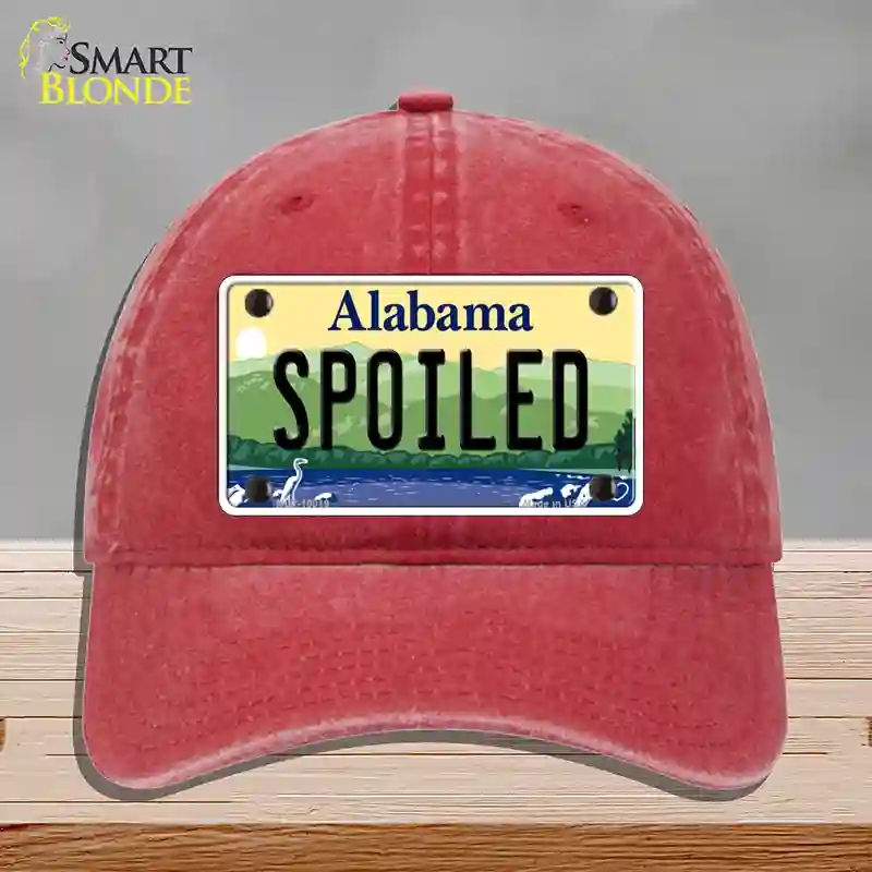 HAT13-MLP-10019 4 x 2.2 in. Spoiled Alabama Novelty License Plate Hat, Red - Unconstructed Cotton