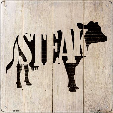 SQ-648 12 x 12 in. Cows Make Steak Novelty Metal Square Sign