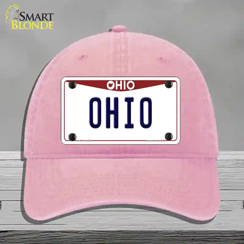 HAT12-MLP-10065 4 x 2.2 in. Ohio Maroon Novelty License Plate Hat, Pink - Unconstructed Cotton