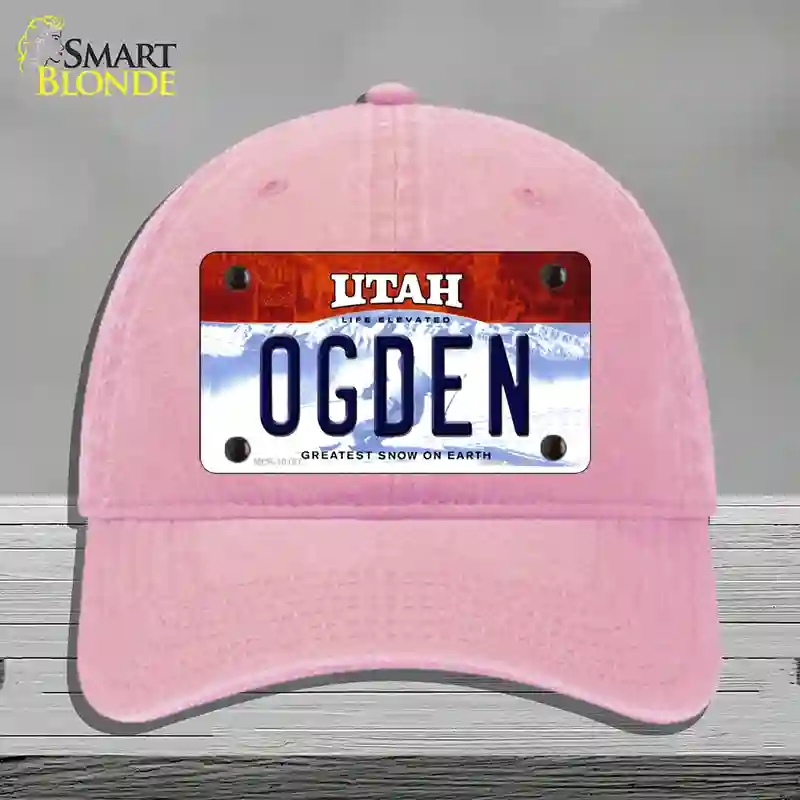 HAT12-MLP-10187 4 x 2.2 in. Ogden Utah Novelty License Plate Hat, Pink - Unconstructed Cotton