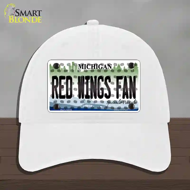 HAT14-MLP-10836 4 x 2.2 in. Red Wings Fan Michigan Novelty License Plate Hat, White - Unconstructed Cotton