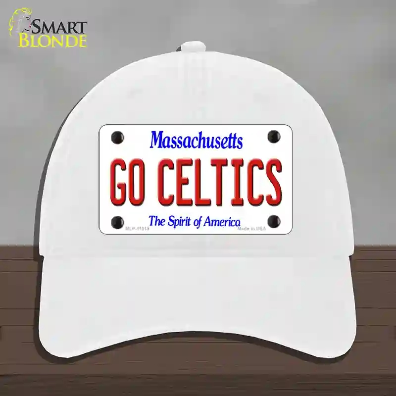 HAT14-MLP-11019 4 x 2.2 in. Go Celtics Massachusetts Novelty License Plate Hat, White - Unconstructed Cotton