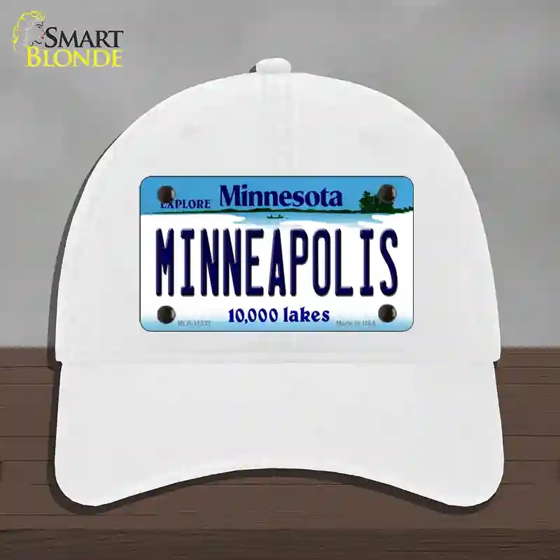 HAT14-MLP-11037 4 x 2.2 in. Minneapolis Minnesota State Novelty License Plate Hat, White - Unconstructed Cotton