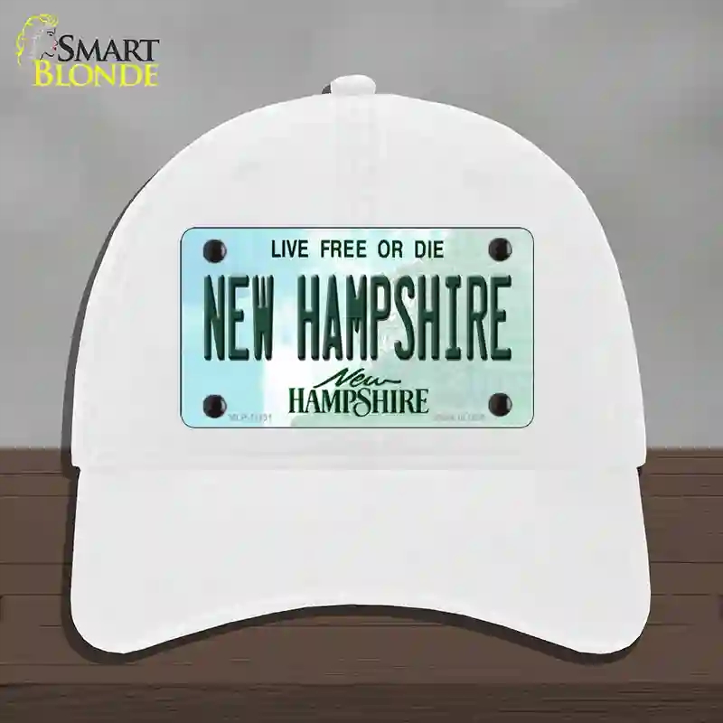 HAT14-MLP-11131 4 x 2.2 in. Hampshire State Novelty License Plate Hat, White - Unconstructed Cotton