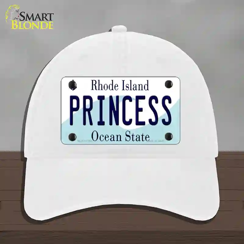 HAT14-MLP-11212 4 x 2.2 in. Princess Rhode Island State Novelty License Plate Hat, White - Unconstructed Cotton