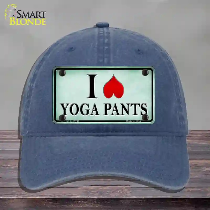 HAT11-MLP-10749 4 x 2.2 in. I Love Yoga Pants Novelty License Plate Hat, Navy - Unconstructed Cotton