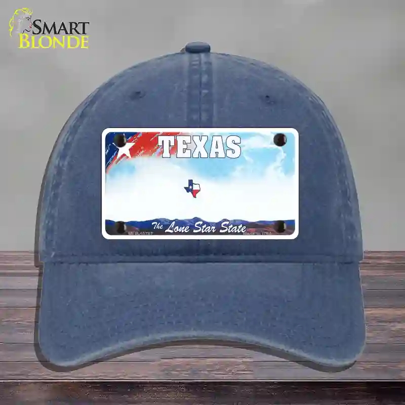 HAT11-MLP-10787 4 x 2.2 in. Texas State Novelty License Plate Hat, Navy - Unconstructed Cotton