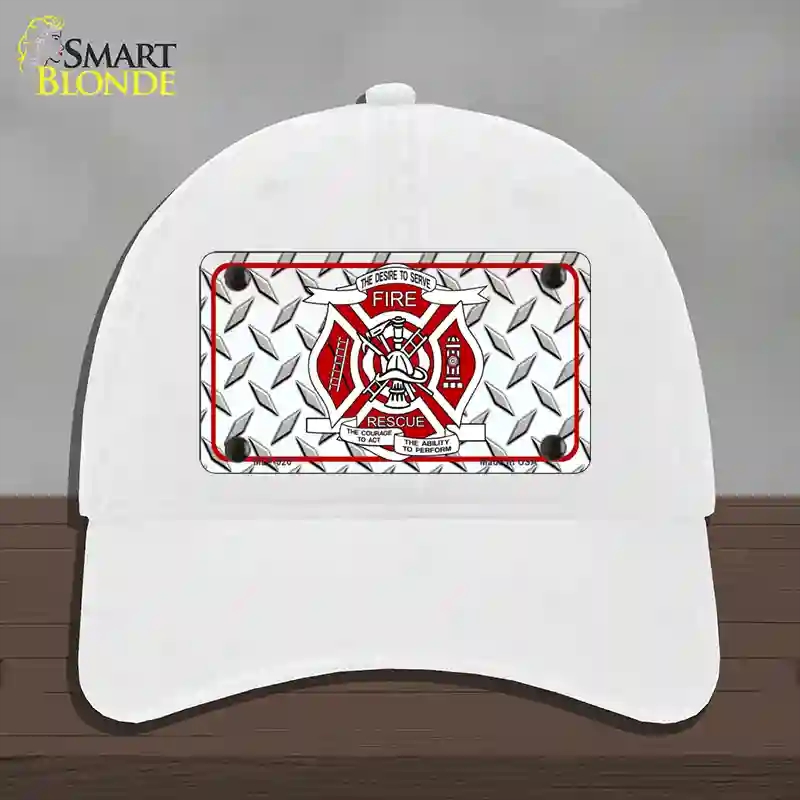 HAT14-MLP-020 4 x 2.2 in. Fire Fighter Rescue Novelty License Plate Hat, White - Unconstructed Cotton