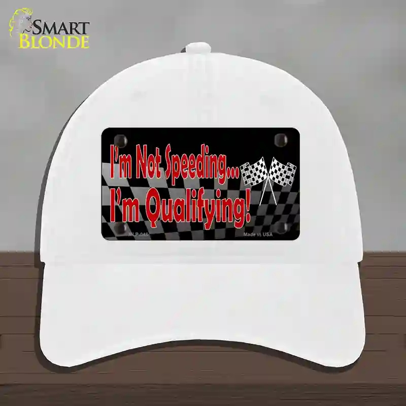 HAT14-MLP-048 4 x 2.2 in. Im Qualifying Novelty License Plate Hat, White - Unconstructed Cotton