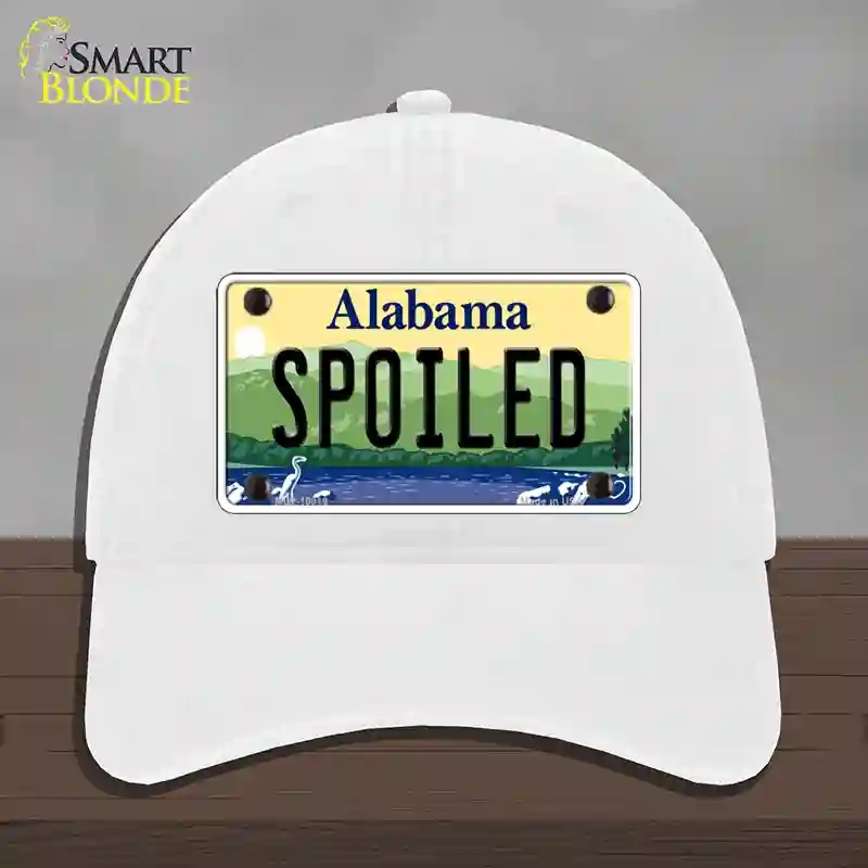HAT14-MLP-10019 4 x 2.2 in. Spoiled Alabama Novelty License Plate Hat, White - Unconstructed Cotton