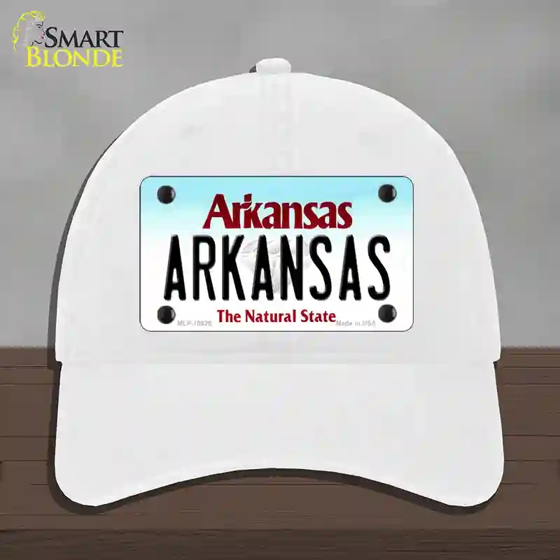 HAT14-MLP-10025 4 x 2.2 in. Arkansas Diamond Novelty License Plate Hat, White - Unconstructed Cotton