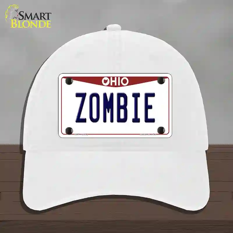 HAT14-MLP-10082 4 x 2.2 in. Zombie Ohio Novelty License Plate Hat, White - Unconstructed Cotton