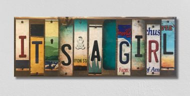 WS-050 1.5 x 6 in. Its a Girl License Plate Strip Novelty Wood Sign