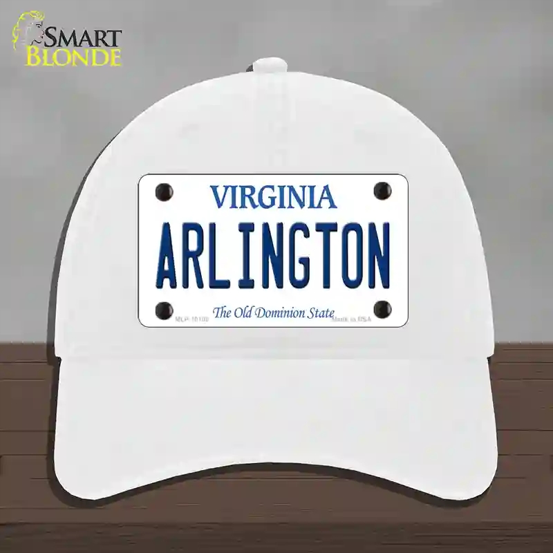 HAT14-MLP-10108 4 x 2.2 in. Arlington Virginia Novelty License Plate Hat, White - Unconstructed Cotton