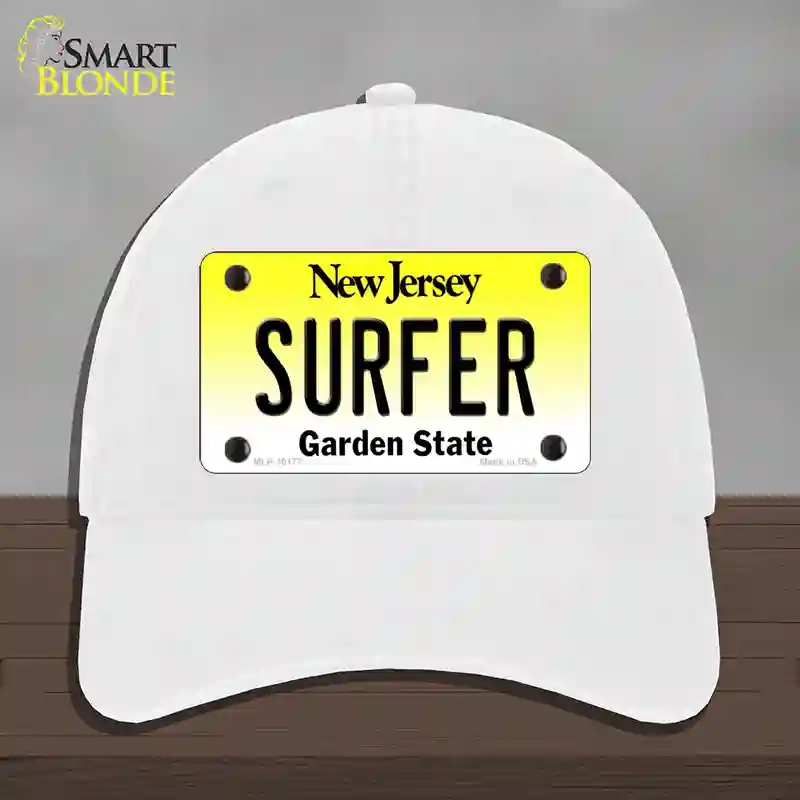 HAT14-MLP-10177 4 x 2.2 in. Surfer Jersey Novelty License Plate Hat, White - Unconstructed Cotton