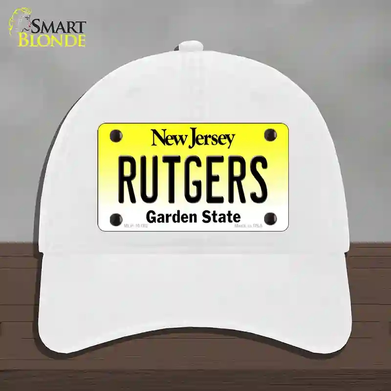 HAT14-MLP-10182 4 x 2.2 in. Rutgers Jersey Novelty License Plate Hat, White - Unconstructed Cotton
